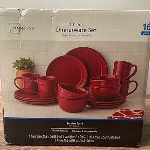 Mainstays Chiara 16pc Red Dinnerware Set